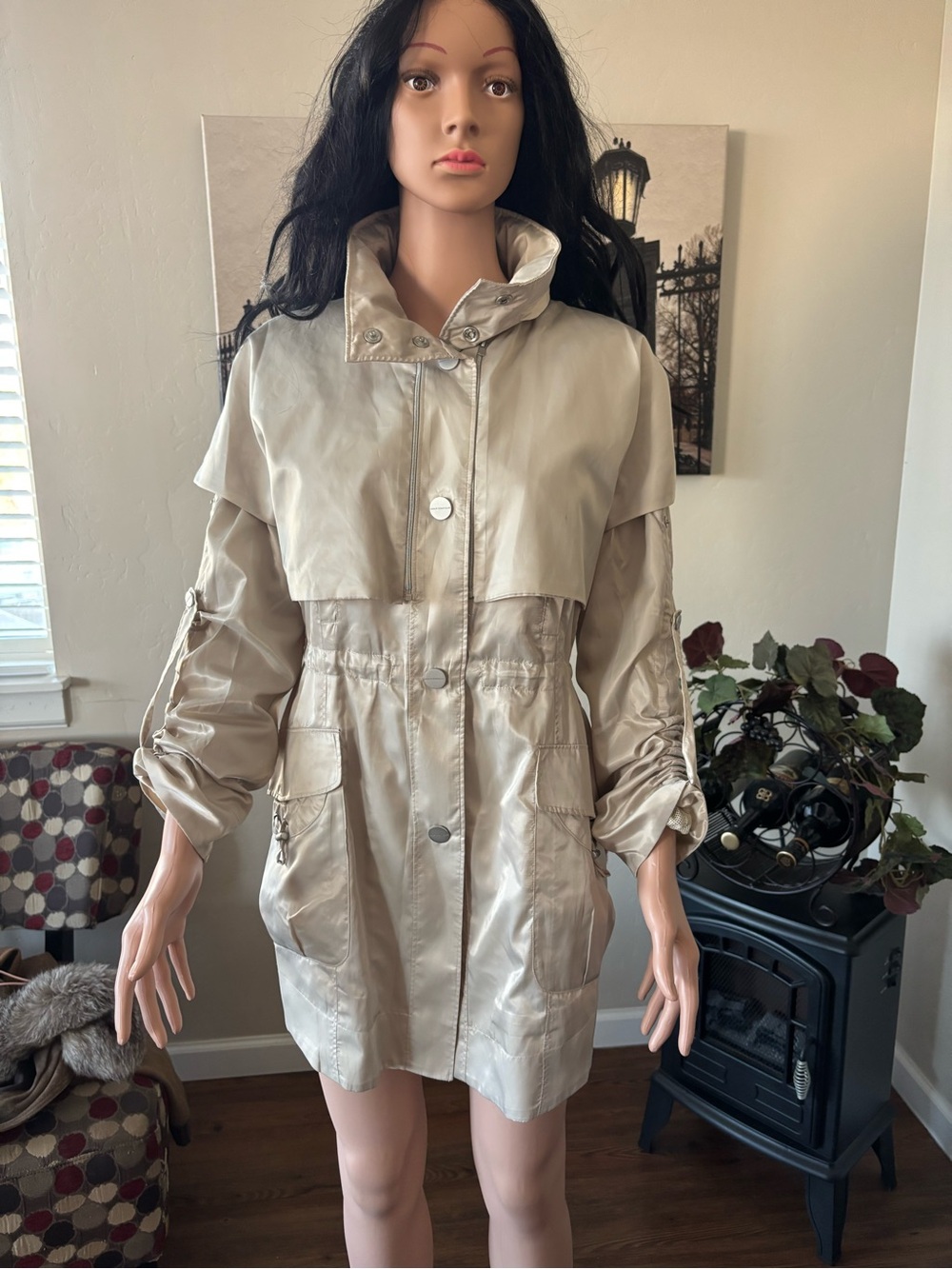 Narciso Rodriguez Light Beige Trench Coat with Cinch Waist